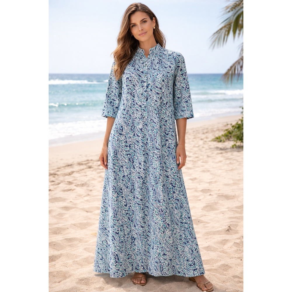 Structured Maxi Dress Size Small Blue Teal Beach Nautical Coastal Wedding Guest